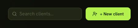 The Clients page with the + New client button